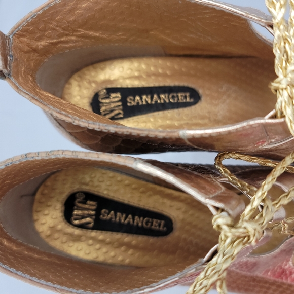 Lace Up Peep Toe Block Heel Leather Sandals Shoes Size 7 - Picture 9 of 13